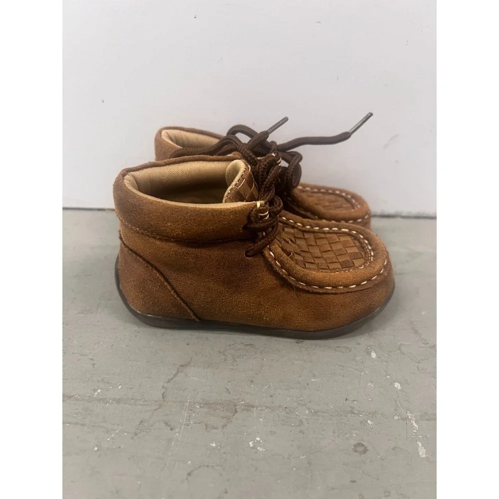 M&F Western Twister Boots Toddler US 5 Brown Faux Leather Lace Up Casual Ankle‎